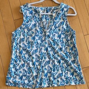 Lilly Pulitzer Blue and White Shell Sleeveless Tank